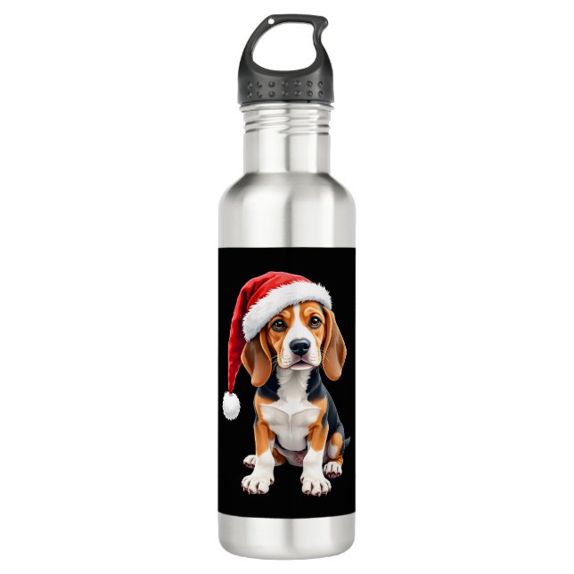 Botella De Agua Beagle Navidades Perro camiseta de manga larga (Anverso)