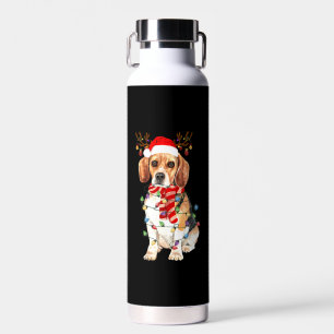 Botella De Agua Beagle Navidades Tee Reindeer Navidades Luces