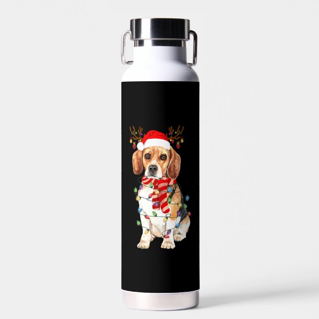 Botella De Agua Beagle Navidades Tee Reindeer Navidades Luces (Delantero)