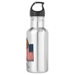 Botella De Agua Beagle Patriótico con Bandera Arte Vectorial Vinta