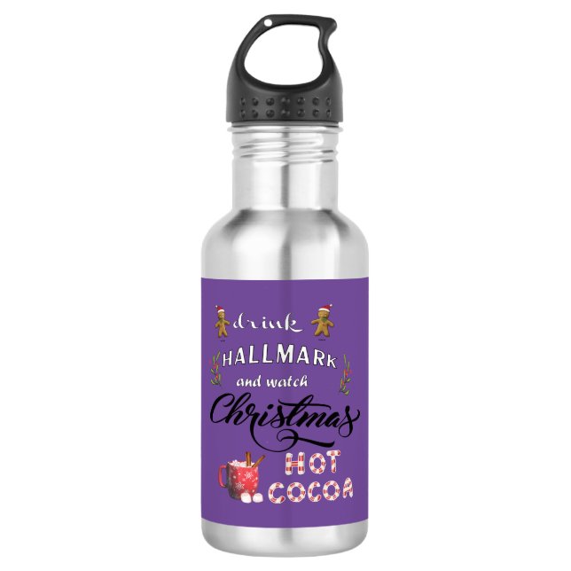 Botella De Agua Beba cacao caliente y observa a los Navidades (Anverso)