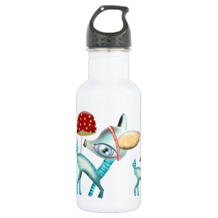 Botella De Agua Bebé azul Deer Rojo Mushroom Frasco de la Libertad