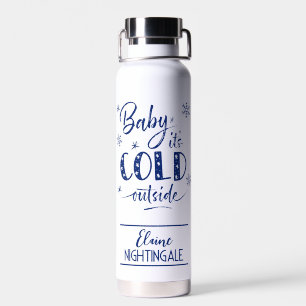 Botella De Agua Bebé personalizado, frío fuera del azul marino