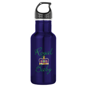 Botella De Agua Bebé real con morado y corona de oro