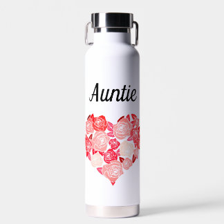 Botella De Agua Bebida de tía con corazón floral