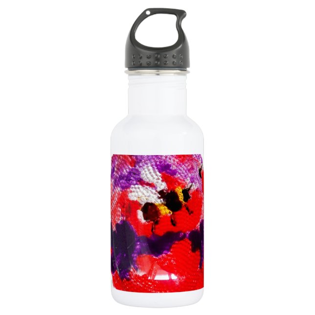Botella De Agua Bee Nature Art Red Purple (Anverso)