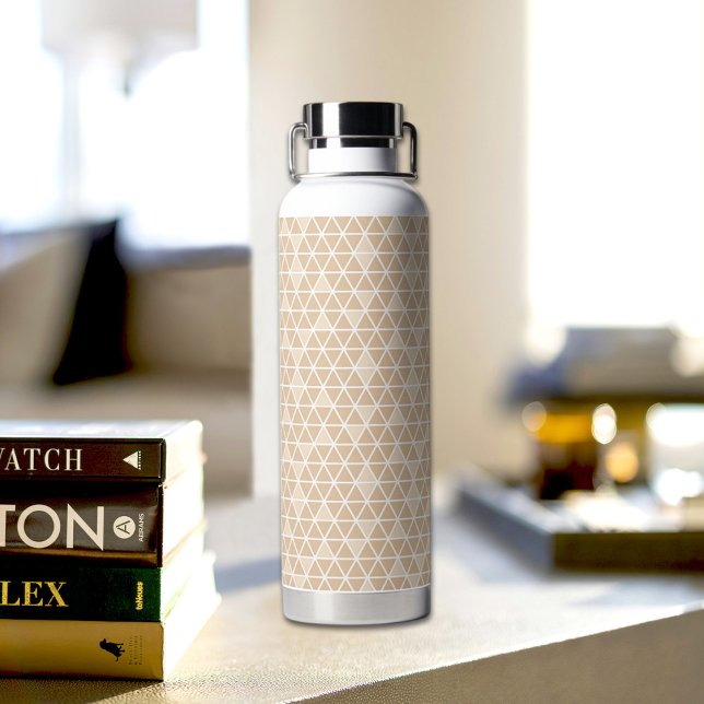 Botella De Agua Beige Triangles Pattern Water Bottle (Subido por el creador)