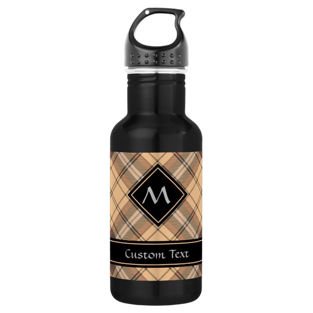 Botella De Agua Beige y tartán marrón (Anverso)