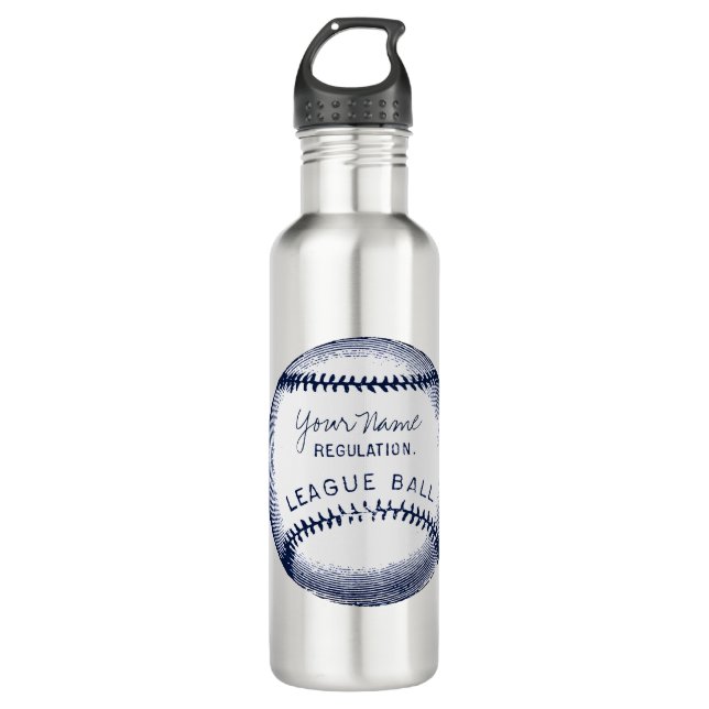 Botella De Agua Béisbol del vintage, bola personalizada (Anverso)