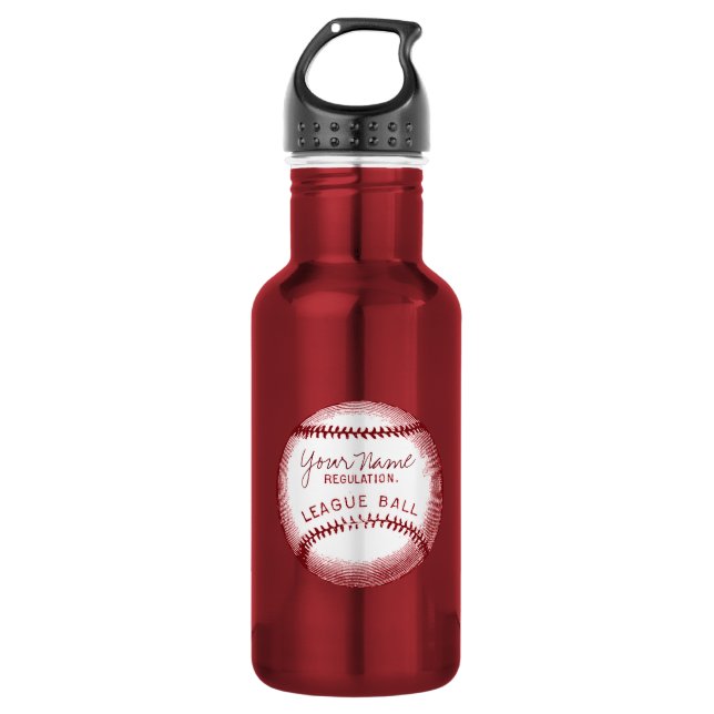 Botella De Agua Béisbol del vintage, bola personalizada (Anverso)