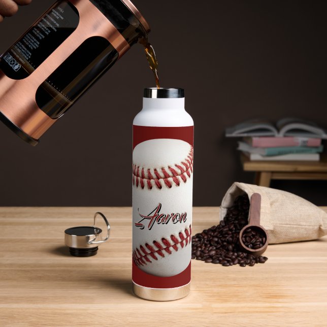 Botella De Agua Béisbol Personalizado (Café (girado))