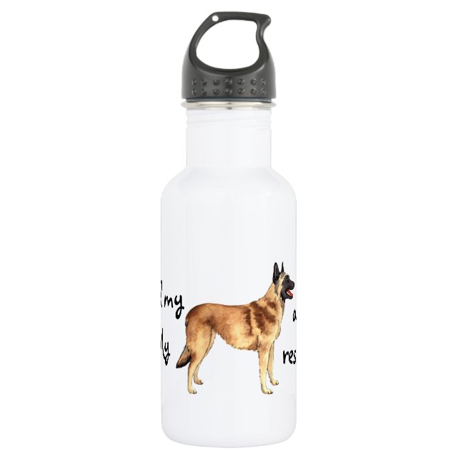 Botella De Agua Belga Malinois del rescate (Anverso)