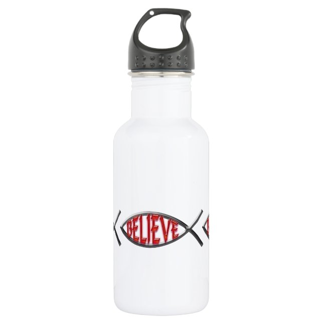 Botella De Agua Believe Fish- Rojo (Anverso)