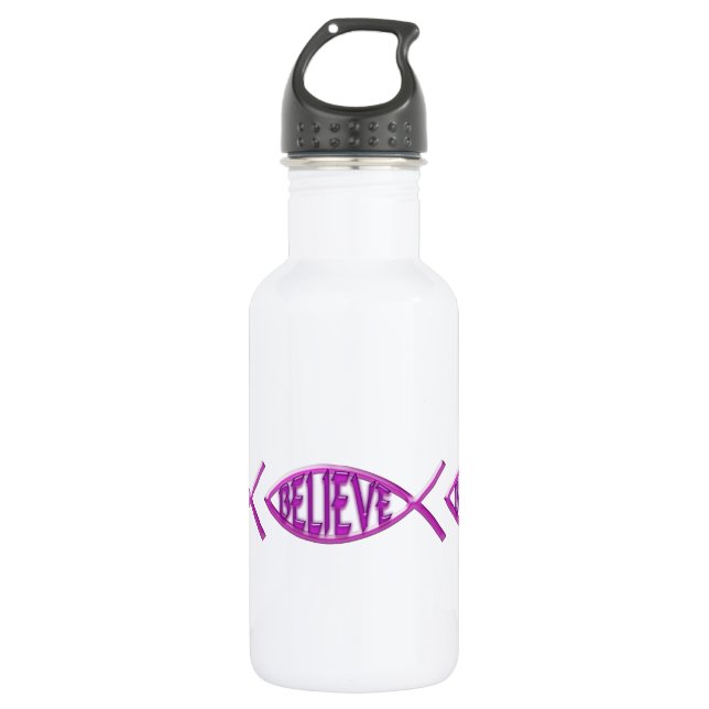 Botella De Agua Believe Fish- Rosa (Anverso)