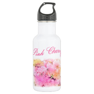 Botella De Agua bellas flores de cerezo rosado de arte de foto flo