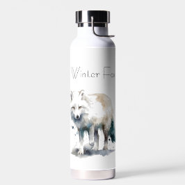 Botella De Agua Belleza Ártica: Zorro de invierno personalizado