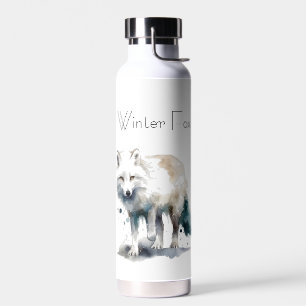 Botella De Agua Belleza Ártica: Zorro de invierno personalizado