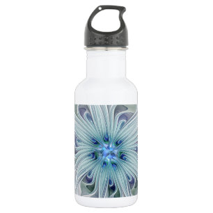 Botella De Agua Belleza floral Resumen Flor Pastel azul moderno