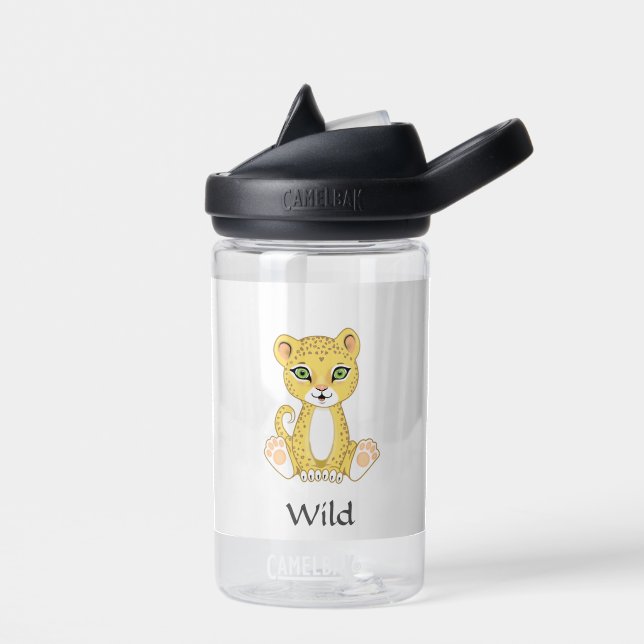 Botella De Agua Bello bebé leopardo salvaje sobre blanco (Izquierdo)