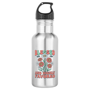 Botella De Agua Bendita y Altamente Favorecida Diseño Floral Vinta