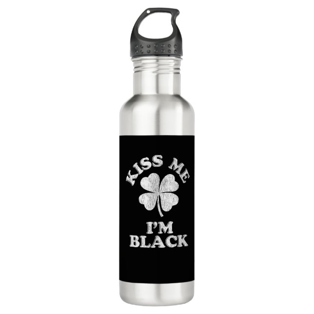 Botella De Agua Bésame soy camiseta negra (Anverso)