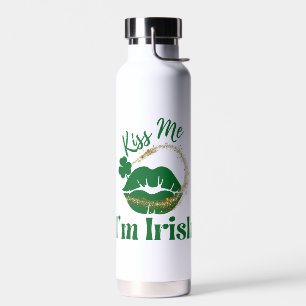 Botella De Agua Bésame, soy labios irlandeses y Shamrock