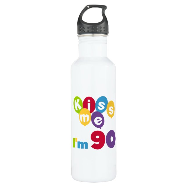 Botella De Agua Bésame Tengo 90 camisetas de cumpleaños y (Anverso)