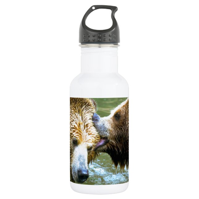 Botella De Agua Beso grande del oso grizzly (Anverso)