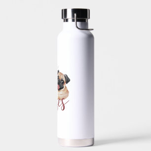 Botella De Agua Besos de perro .Pugs & Kisses Watercolor Tee
