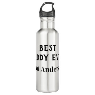 Botella De Agua Best Daddy ever name bold letter father's day text