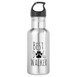Botella De Agua 'Best Dog Walker' Playful Paw Print Pet Caregiver 