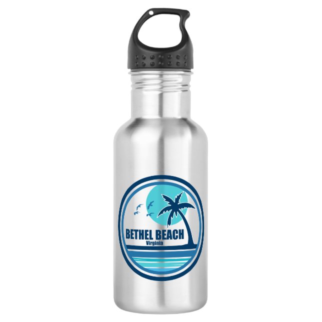 Botella De Agua Bethel Beach Virginia Palm Tree Birds (Anverso)