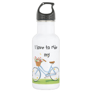 Botella De Agua Bicicleta del vintage con la cesta de la flor