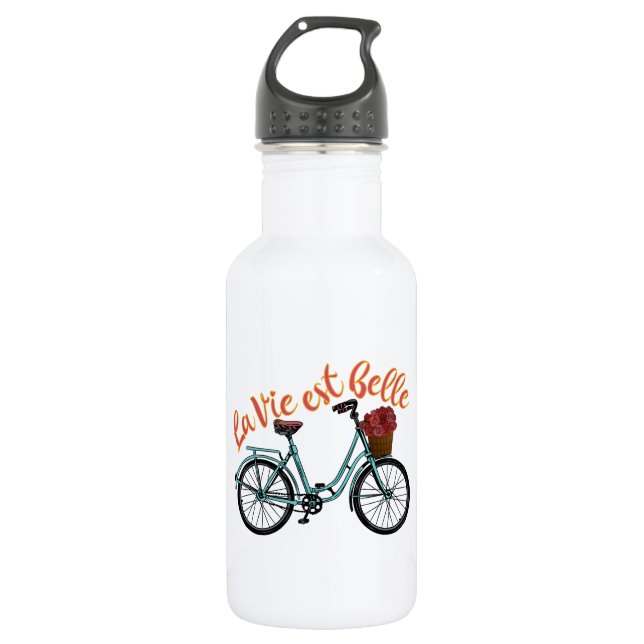 Botella De Agua Bicicleta francesa La Vie Est Belle (Anverso)