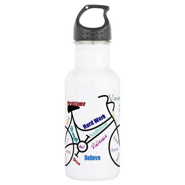 Botella De Agua Bicicleta Nombre Personalizado Ciclo Deporte, Bici (Anverso)