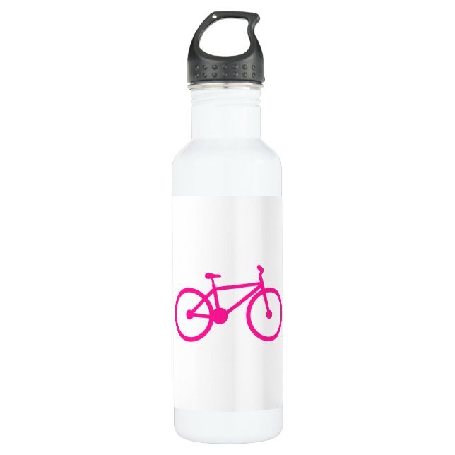 Botella De Agua Bicicleta rosa caliente; bicicleta (Anverso)