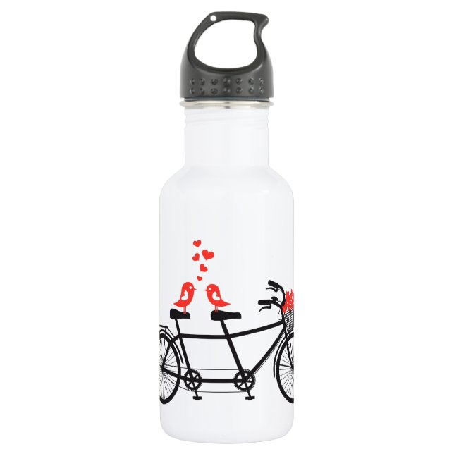 Botella De Agua bicicleta tándem con pájaros adorables (Anverso)