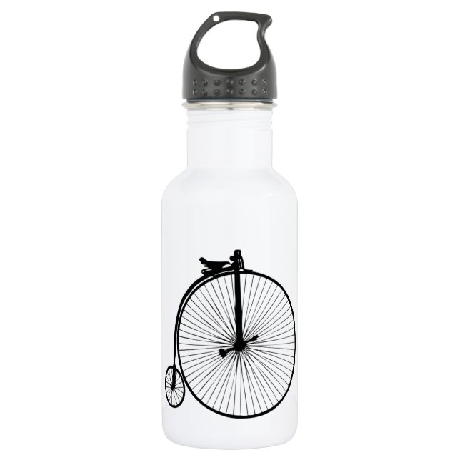 Botella De Agua Bicicleta vintage de penique negro (Anverso)