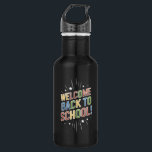Botella De Agua Bienvenido de vuelta al primer día escolar del pro<br><div class="desc">Bienvenido de vuelta al primer día escolar del profesor</div>