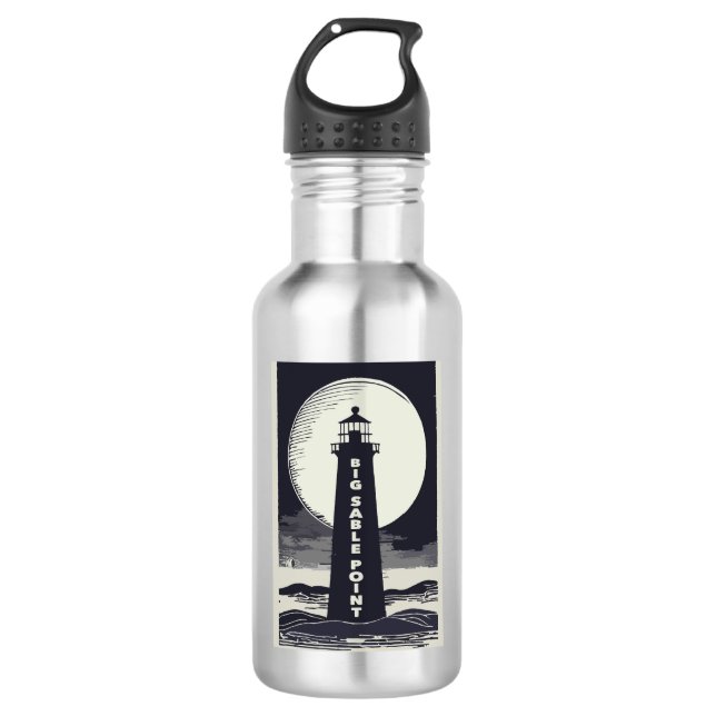 Botella De Agua Big Sable Point Michigan Lighthouse Moon (Anverso)