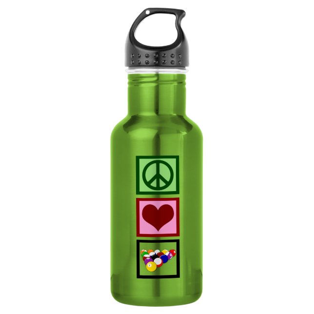 Botella De Agua Billares del amor de la paz (Anverso)