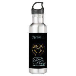 Botella De Agua Bingo Night Neon Line Art Personalizado