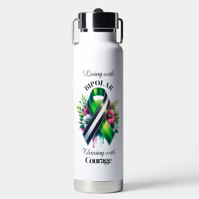 Botella De Agua Bipolar Awareness | Thriving with Courage (Frente)