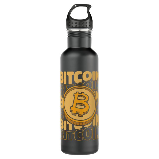 Botella De Agua Bitcoin Text Blockchain Cryptocurrency Bit (Anverso)