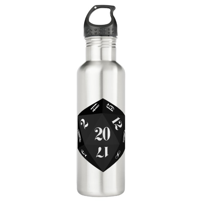 Botella De Agua Black-20-Sided-Dice (Anverso)