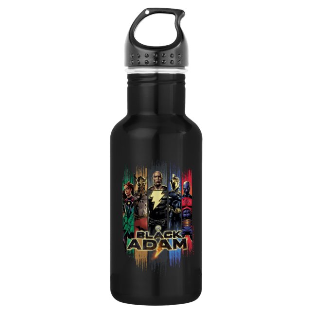 Botella De Agua Black Adam Characters In Stripes Graphic (Anverso)