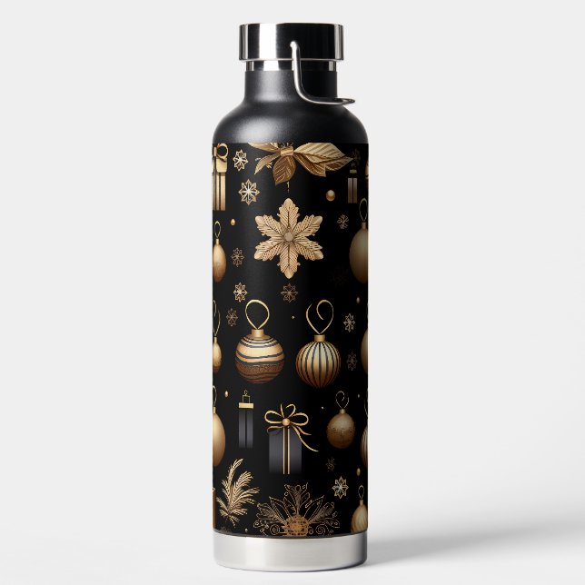 BOTELLA DE AGUA BLACK AND GOLD HOLIDAY CHRISTMAS ORNAMENTS (Izquierda)