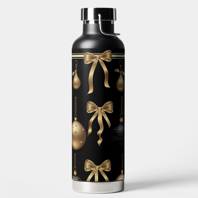 BOTELLA DE AGUA BLACK AND GOLD HOLIDAY CHRISTMAS ORNAMENTS (Izquierda)