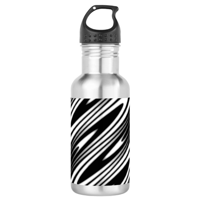 Botella De Agua black and white wavy seamless organic pattern (Anverso)