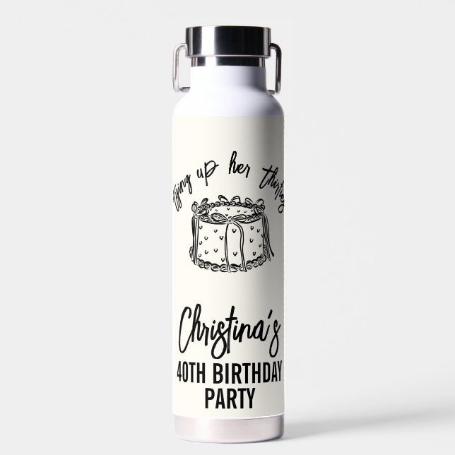 Botella De Agua Black Bow Tying Up Her Thirties 40th Birthday (Delantero)